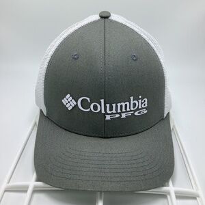 Columbia PFG Gray White Fitted Hat Size L/XL Mesh Back Cap